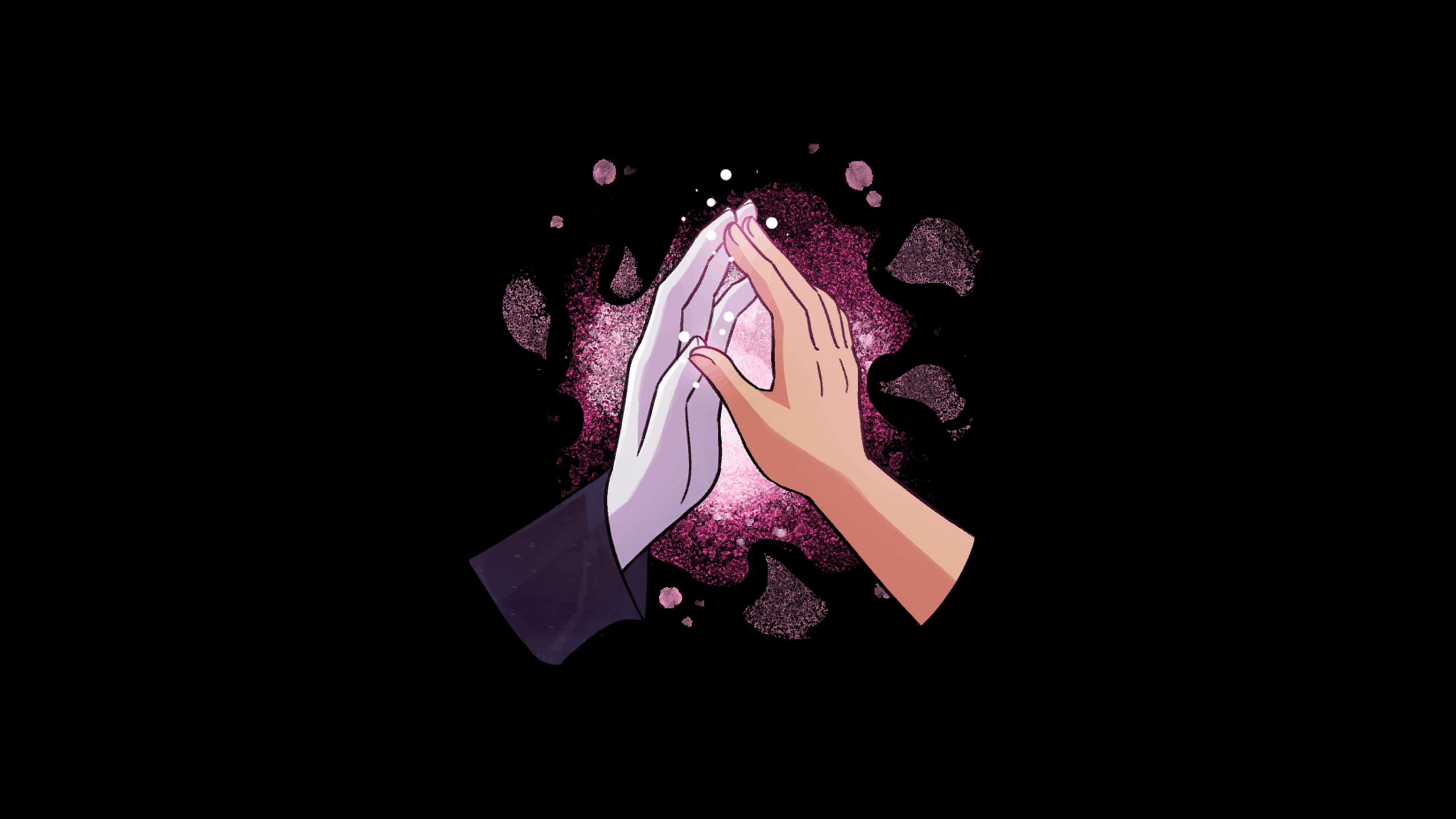 An illustration of two hands touching across space.